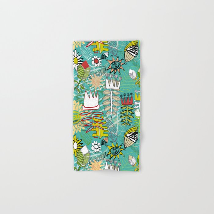 wired weed turquoise blue Hand & Bath Towel
