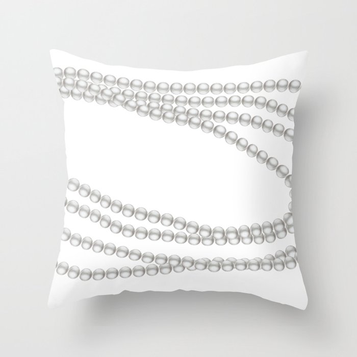 White Pearl Beaded Necklace Throw Pillow