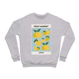 Fruit Market Print Lemons Blue And Yellow Aesthetic Lemon Print Fruit Art Abstract Food Art Modern Crewneck Sweatshirt