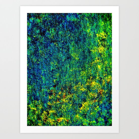 Abstract Flowers yellow and green Art Print