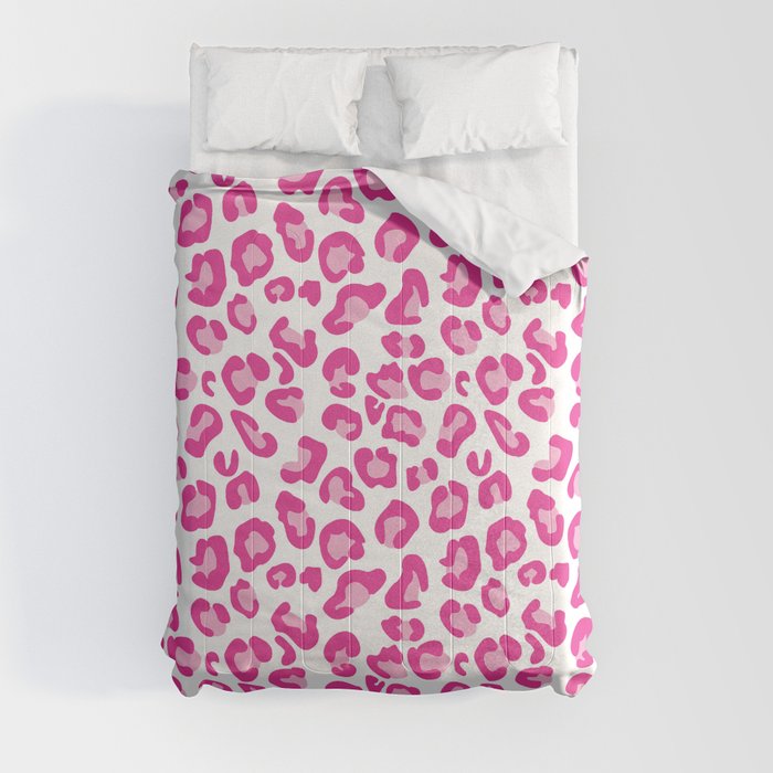 Leopard-Pinks on White Comforter