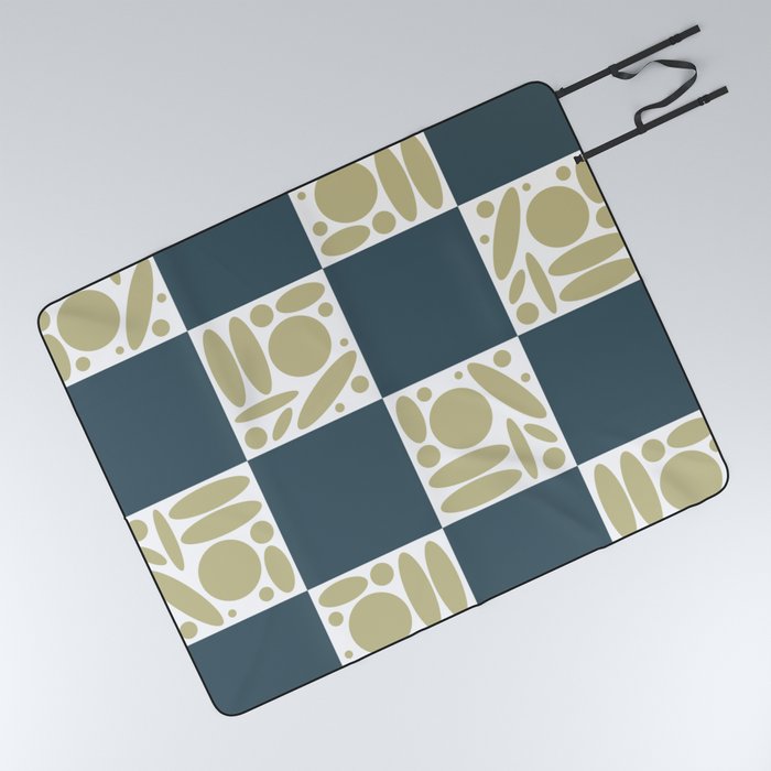 Geometric modern shapes checkerboard 19 Picnic Blanket