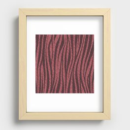 Red Glitter Zebra Recessed Framed Print