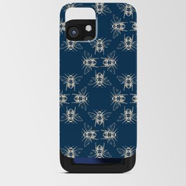 Nature Honey Bees Bumble Bee Pattern Blue Beige iPhone Card Case