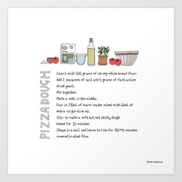 Pizza Dough Art Print | Food, Illustration, Graphic Design, Funny 