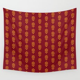 Pine Cone Pattern Gold Red Wall Tapestry