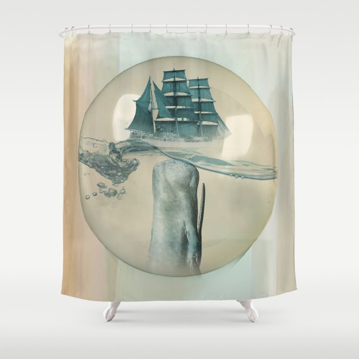 The Battle - Captain Ahab and Moby Dick Shower Curtain