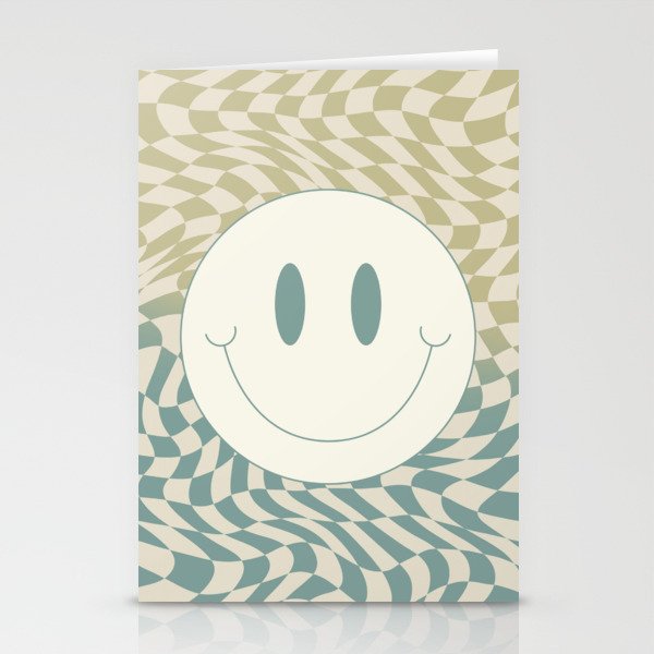 Smiley sea warp checked Stationery Cards