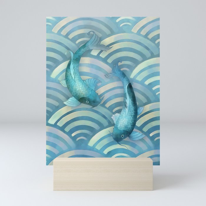 Blue Carp Koi Fish Mini Art Print