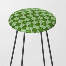 Warped Checkerboard Grid Illustration Vibrant Green Counter Stool