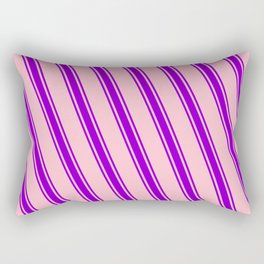 [ Thumbnail: Pink and Dark Violet Colored Lines Pattern Rectangular Pillow ]