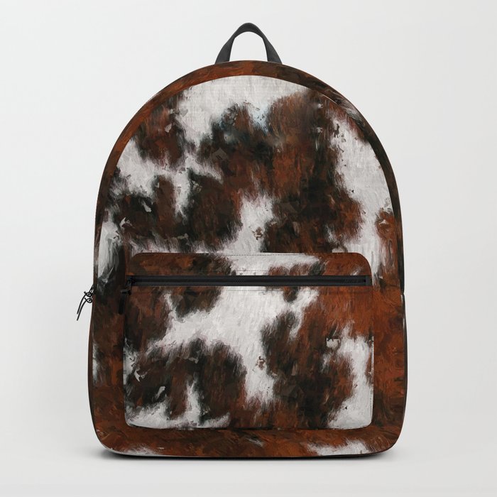 Rustic Carpet of Cowhide Fur Made with Paint Brushstrokes Backpack