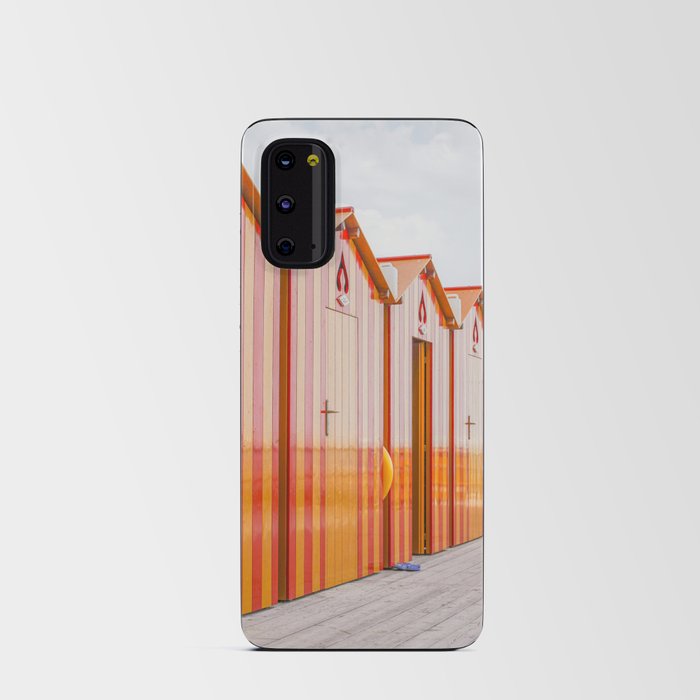Sorrento Stripes | Red And Orange Beach Changing Rooms Art Print | Amalfi Coast Italy Travel Photography Android Card Case