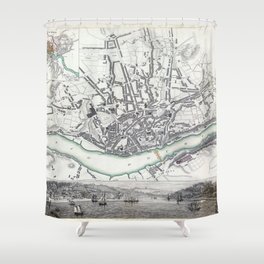 Oporto 1833 Vintage pictorial map Shower Curtain