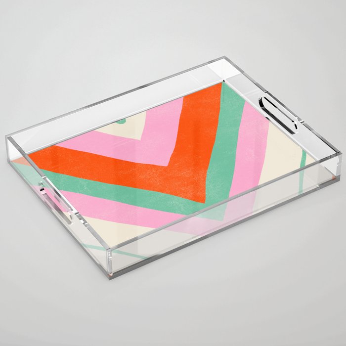 lima, vintage chevron stripes Acrylic Tray