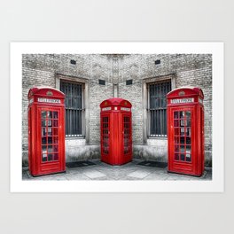 London phone booths red  Art Print