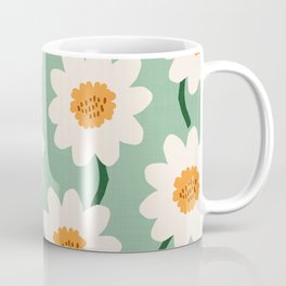 Flower field - mint & orange Coffee Mug | Daisy, Green, Market, Mint, Earthy, Orange, Boho, Sunflowers, Flowers, Fall 
