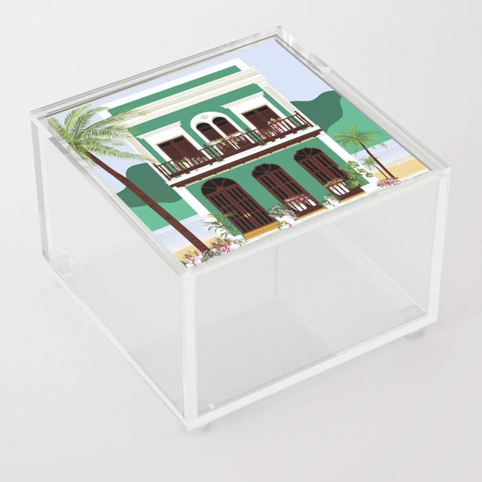 Green Puerto Rico House on the Beach Acrylic Box