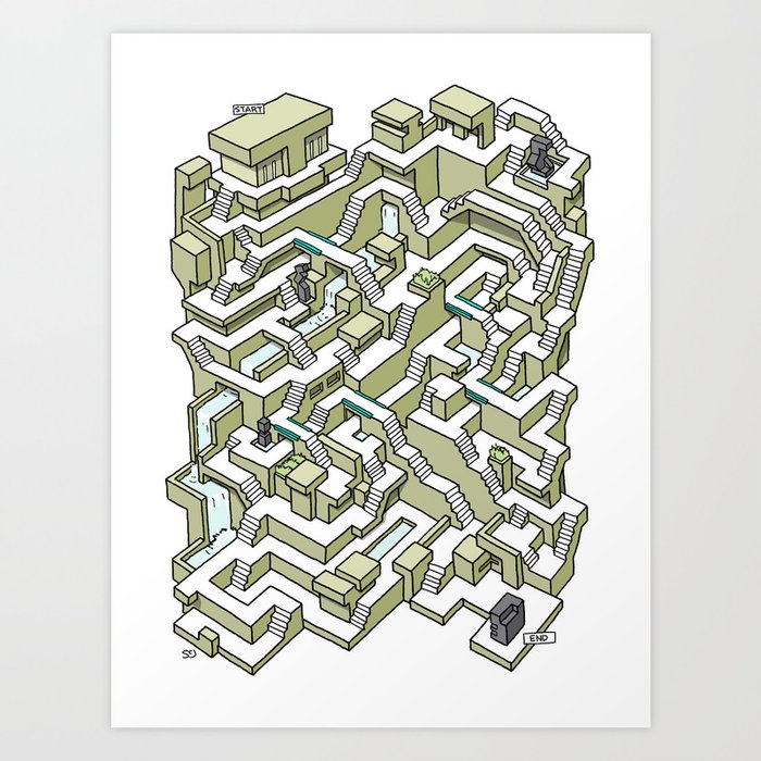 Brutalist Maze Art Print