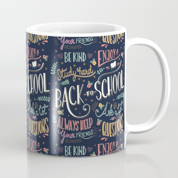 Back to school colorful typography drawing on blackboard with motivational messages, hand lettering Coffee Mug