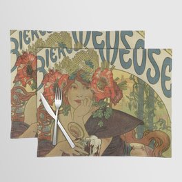 Alfons Mucha art nouveau beer ad Placemat