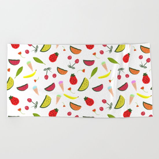 Vegan Goodies Pattern Beach Towel
