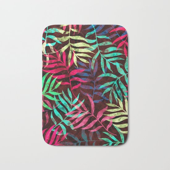 Watercolor Tropical Palm Leaves IV Bath Mat