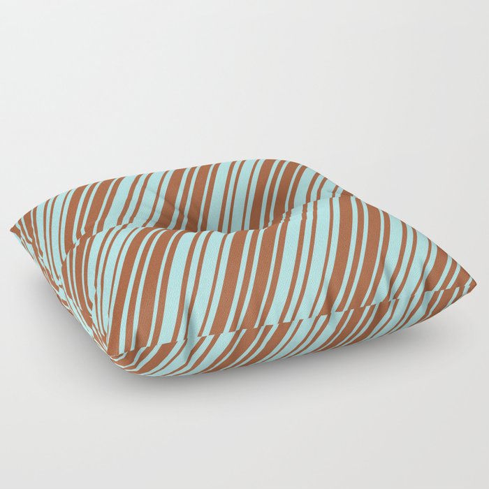 Sienna and Turquoise Colored Lines Pattern Floor Pillow