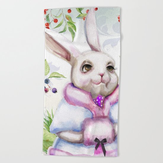 Winter animal #7 Beach Towel