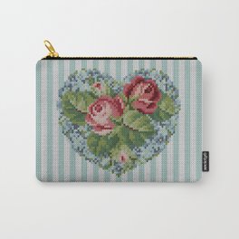 Vintage roses heart tapestry knit Carry-All Pouch