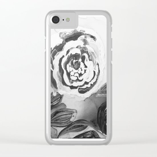 Mother's Day Roses Silver Year Black and White Clear iPhone Case