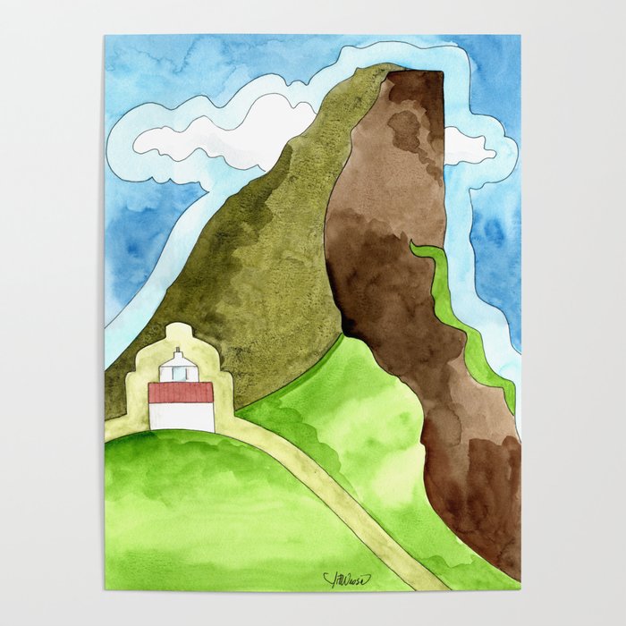 KALSOY FAROES ISLANDS Watercolor painting by Lisette Poster