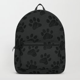 Dark Paws doodle seamless pattern. Digital Illustration Background. Backpack