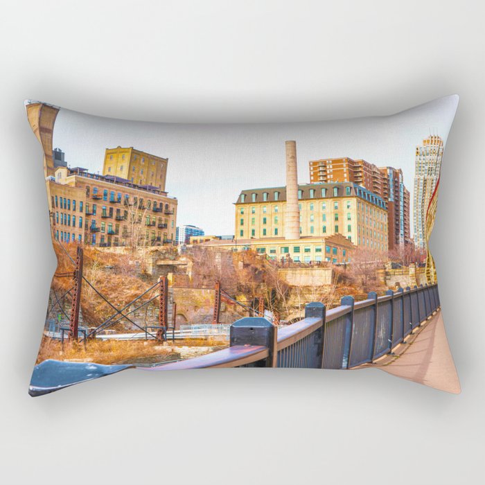 Minneapolis Architecture at the Stone Arch Bridge | Minimalist Photography Rectangular Pillow