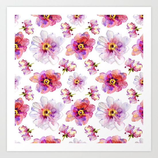 Delicate Floral Pattern 03 Art Print