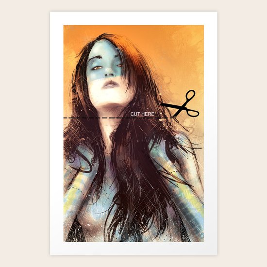 Cut Here Art Print