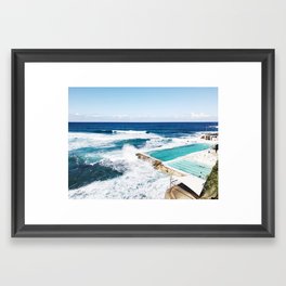 Bondi Beach Framed Art Print | Digital, Waves, Blue, Amazing, Beach, Bondi, Cool, Travel, Photo, Crashing 