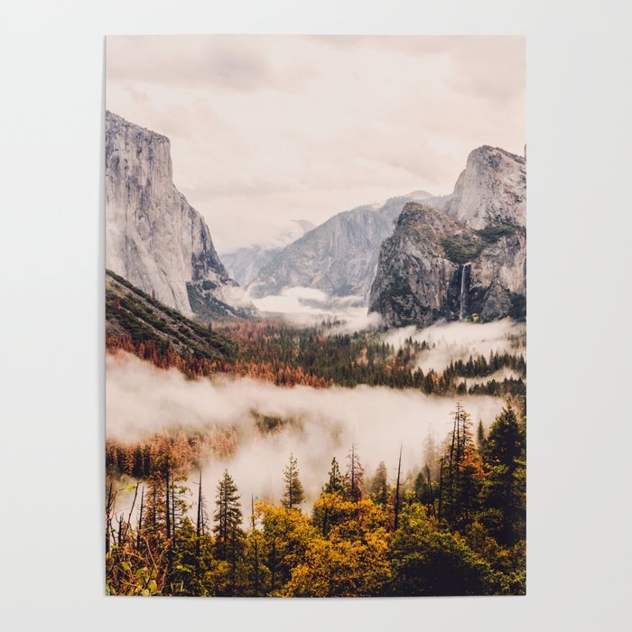 Amazing Yosemite California Forest Waterfall Canyon Poster