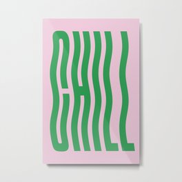 Chill Pink and Green Wavey Metal Print