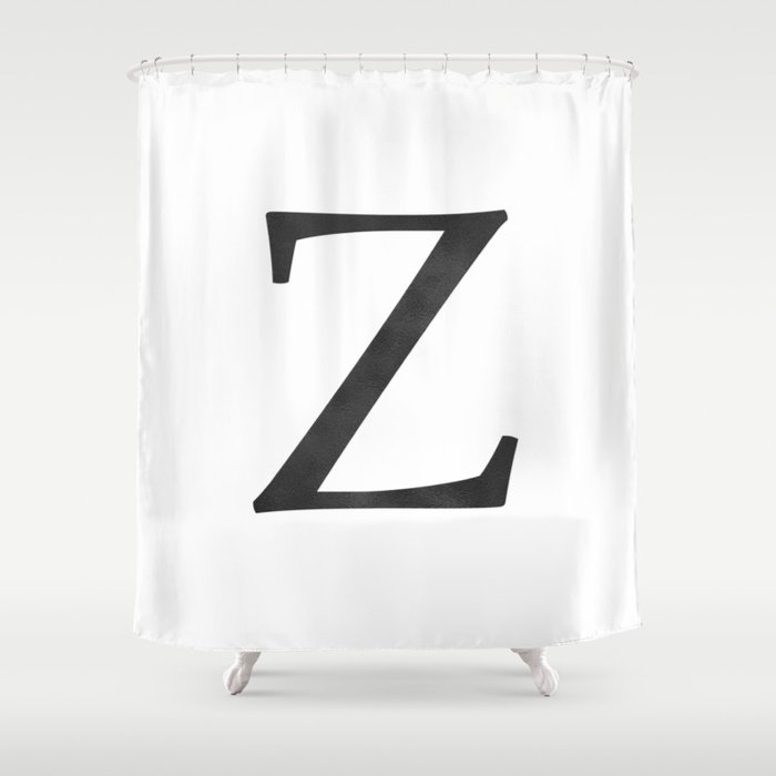 Letter Z Initial Monogram Black And, Monogram Initial Shower Curtain