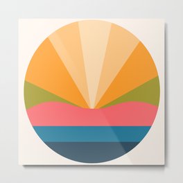 LightCover I - Colorful Sunset Retro Abstract Geometric Minimalistic Design Pattern Metal Print
