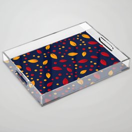 Red & Yellow Colorful Leaf & Dotted Design Acrylic Tray