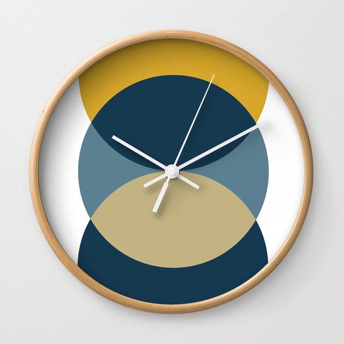Rise of the Sun - Yellow, Blue, Geometric Art Wall Clock