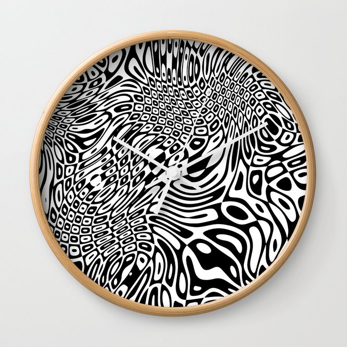 Black  and white psychedelic optical illusion Wall Clock