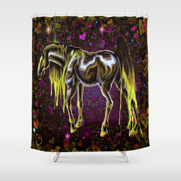 Yellow Love Horse Shower Curtain By Sermani Society6 Yellow Love Horse Shower Curtain