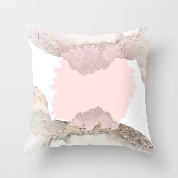 Pale Pink on Mountains Throw Pillow