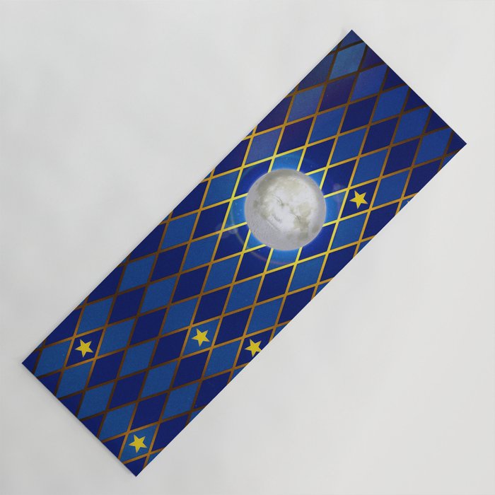 Moon & Stars - Midnight Blue Harlequin Yoga Mat