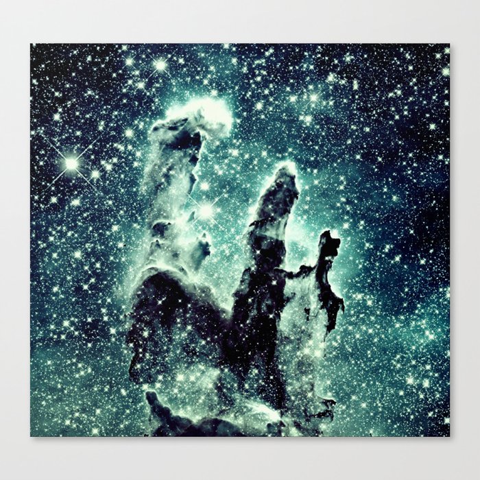 Nebula Galaxy : Teal Pillars of Creation Canvas Print