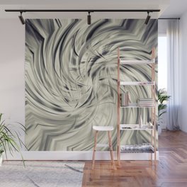Dark Latte - cream white gray black striped spiral  Wall Mural