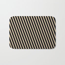 [ Thumbnail: Dim Grey, Tan, and Black Colored Lines Pattern Bath Mat ]